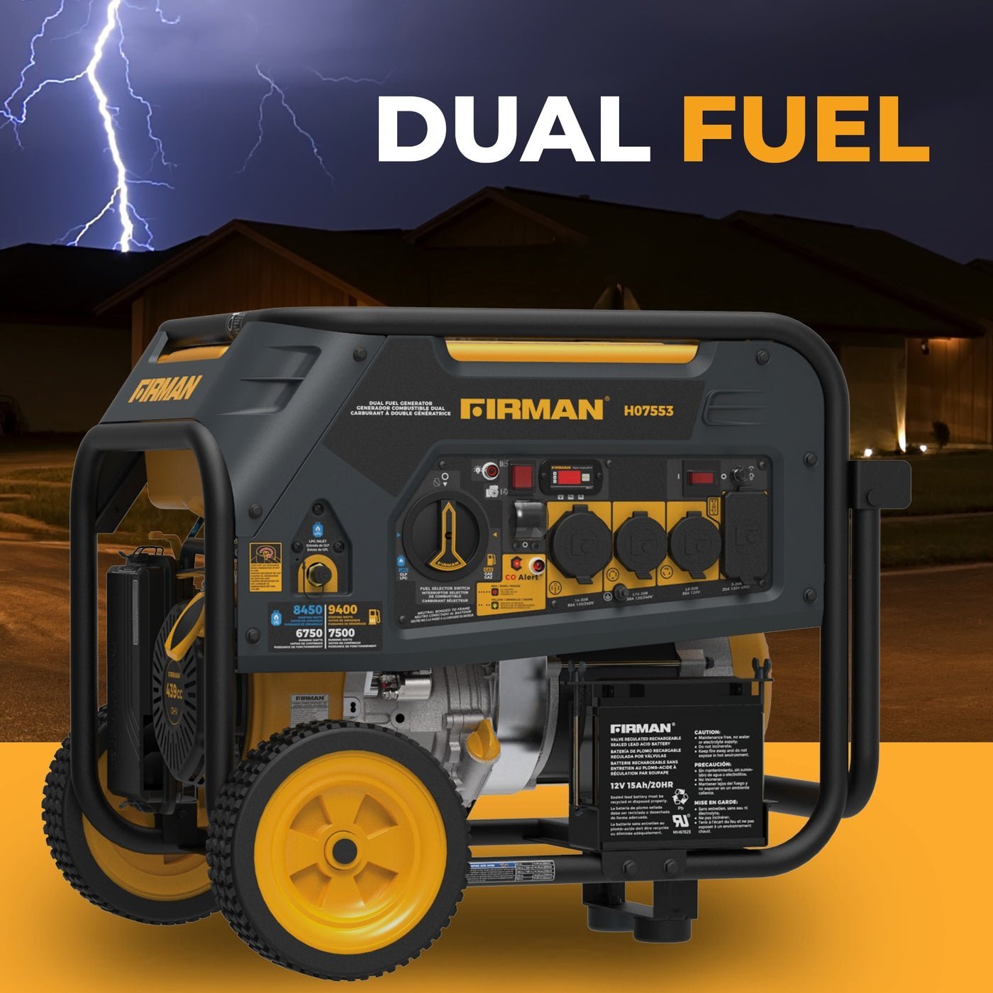 Firman H07553 7500/9400W Dual Fuel Generator - Image 4