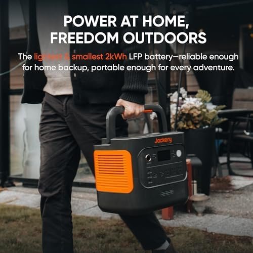 Jackery Explorer 2000 v2 Portable Power Station, 2042Wh LiFePO4 Home Backup Battery, 2200W Solar Generator, USB-C PD 100W Fast Charging for Emergencies, Power Outages, Camping(Solar Panel Optional) - Image 2