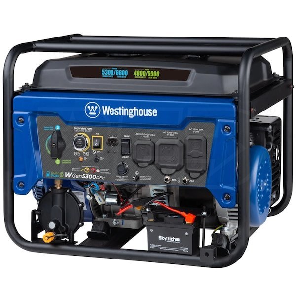 Westinghouse WGen5300DFc - 5300 Watt Electric Start Dual-Fuel Portable Generator w/ Wireless Remote Start, RV Outlet & CO Sensor (49-State) - Image 7